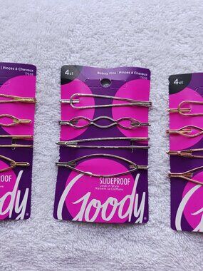 4 Goody Slideproof Decorative Wavy Open Oval Design Bobby Slide Hair Pins Metal